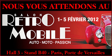 MCR sera présent au salon Retro Mobile à la Porte de Versailles du 1 au 5 février 2012 : Hall 3 - Stand B40. Venez découvrir nos rallyes
